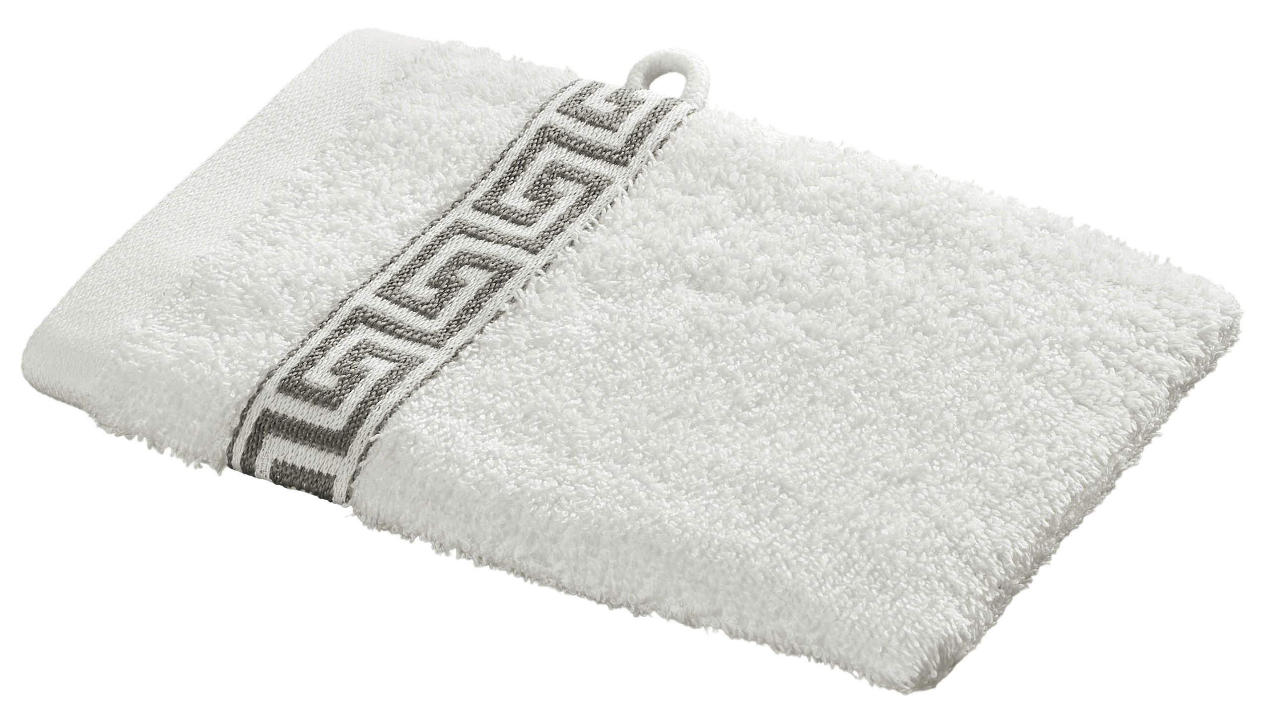 POCOline Waschhandschuh Mäander Mäander - weiß (15,00/21,00cm) - POCOline