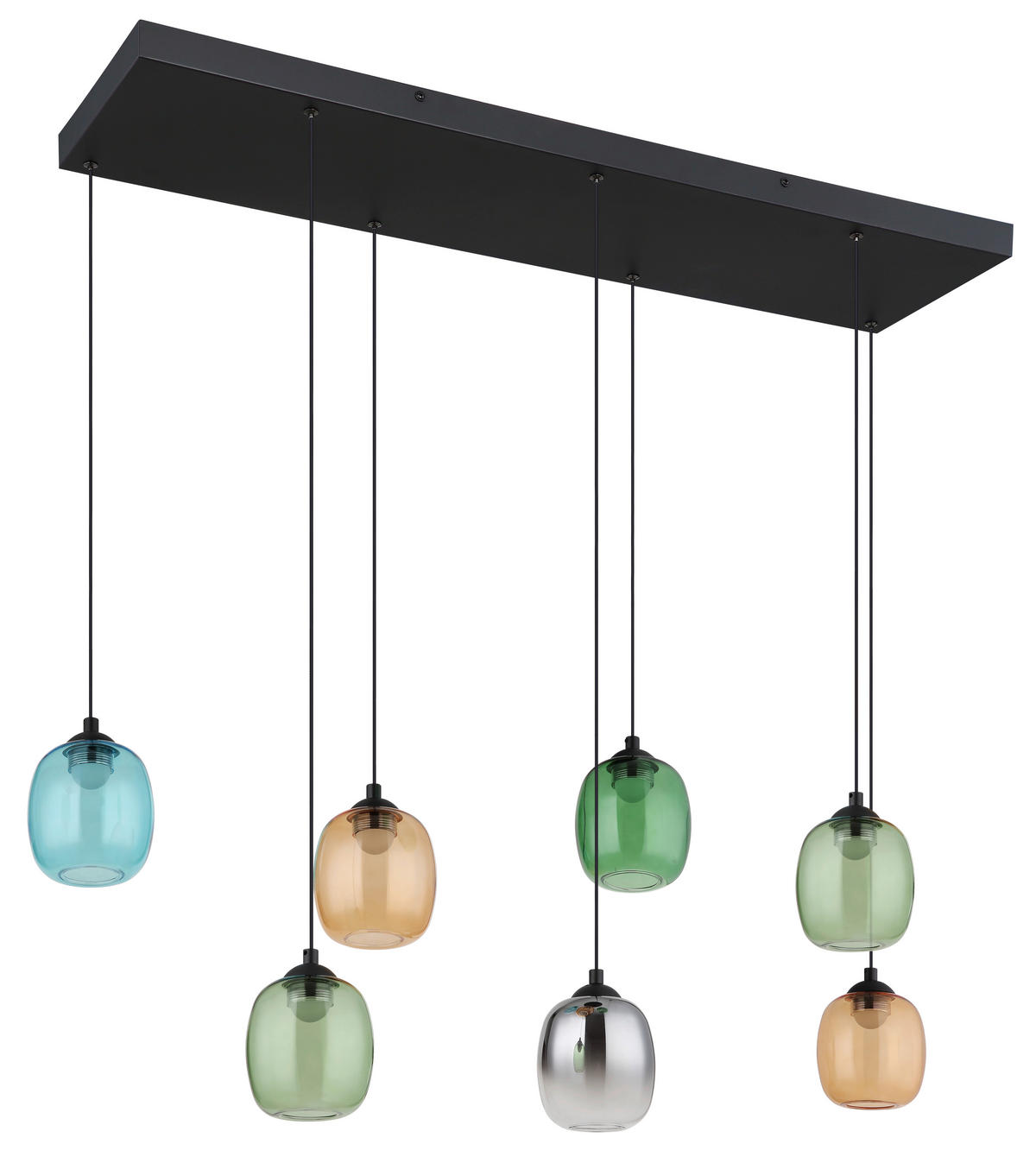 GLOBO LED-Pendelleuchte MINARA 31470708 bunt schwarz Glas Kunststoff Metall B/H/L: ca. 102x150x32 cm 1.0 Brennstellen MINARA - bunt/schwarz (32,00/102,00/150,00cm) - GLOBO