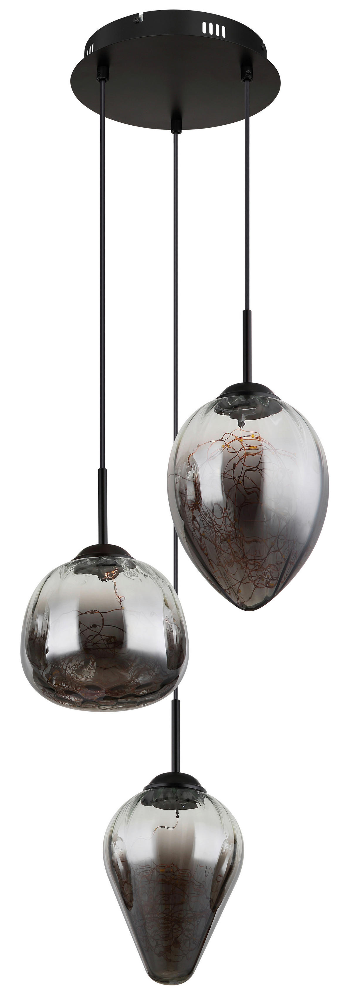 GLOBO LED-Pendelleuchte Firefly 15642-3 schwarz Metall Rauchglas D: ca. 40 cm Firefly - schwarz (40,00cm) - GLOBO