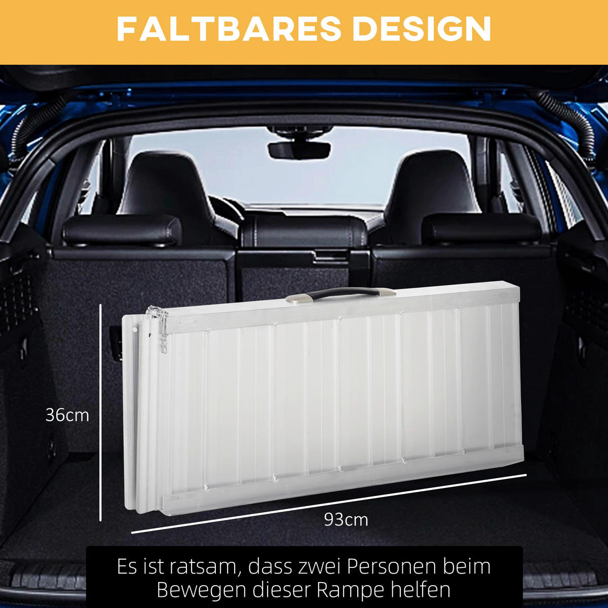 HOMCOM Haushaltshelfer silber PVC B/H/L: ca. 73x93x5 cm Rollstuhlrampe - schwarz/silber (5,00/73,00/93,00cm) - HOMCOM