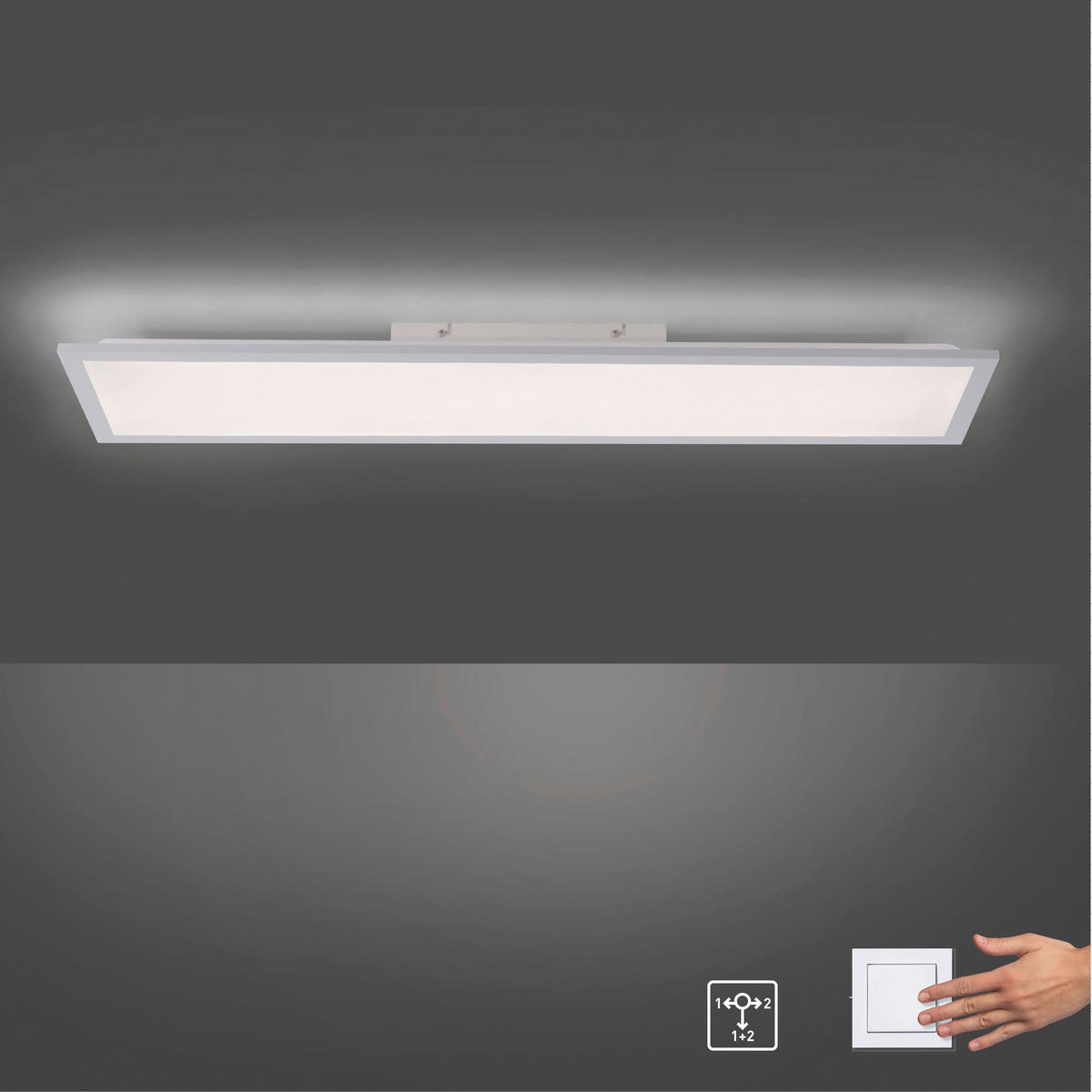 Just Light Deckenleuchte 12204-16  Flat weiß Kunststoff B/H/L: ca. 25x6x100 cm Flat - weiß (100,00/25,00/6,00cm) - Just Light