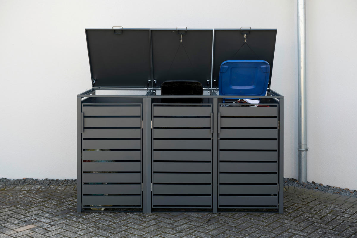 Westmann Mülltonnenbox3-fach Kubus 3-fach Kubus - anthrazit (200,00/116,00/80,00cm) - Westmann