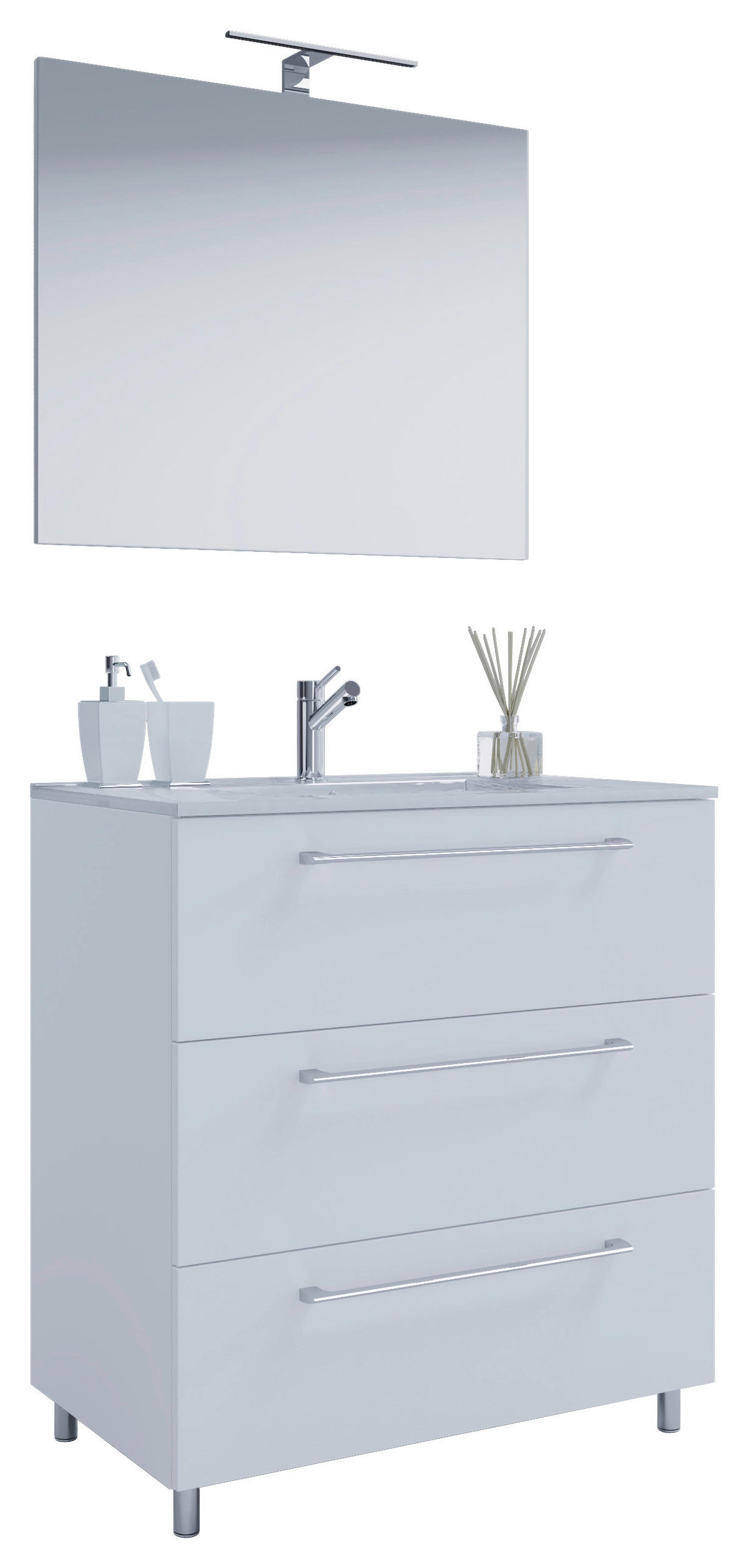 Waschplatz 3tlg-Schubo weiß B/H/T: ca. 60x86x46 cm 3tlg-Schubo - weiß (60,00/86,00/46,00cm) - VCM Möbel
