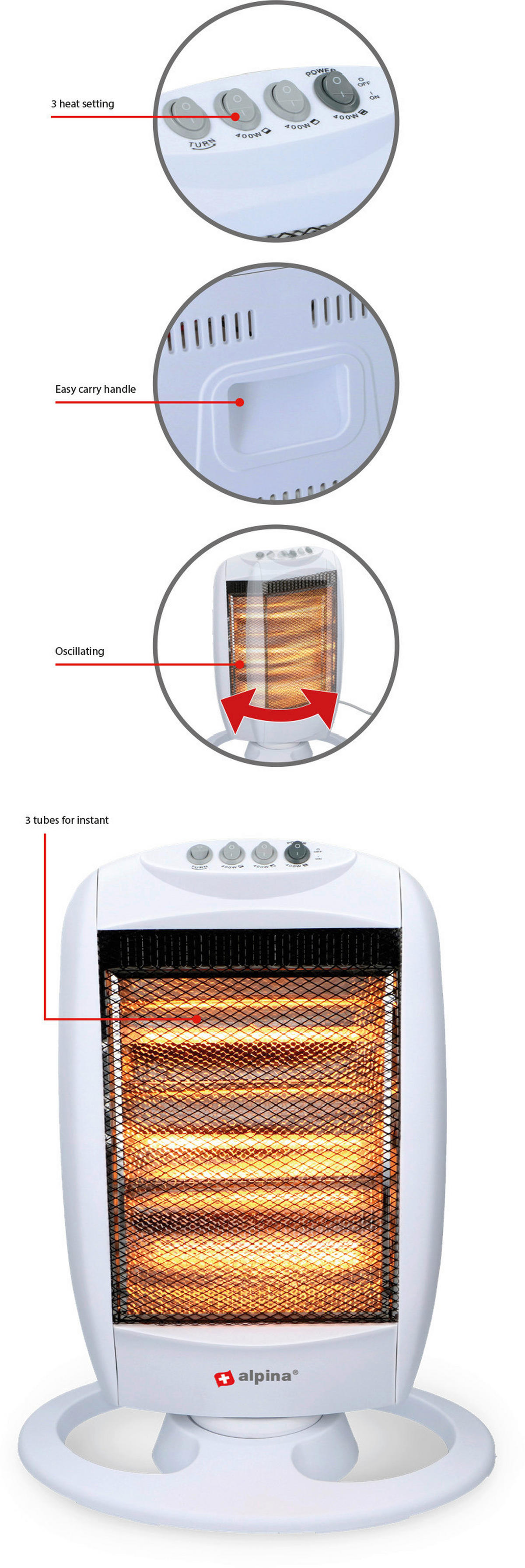 Heizlüfter weiß B/H/T: ca. 27,5x48x12,5 cm ca. 1200 W Heizlüfter_Halogen - weiß (27,50/48,00/12,50cm)