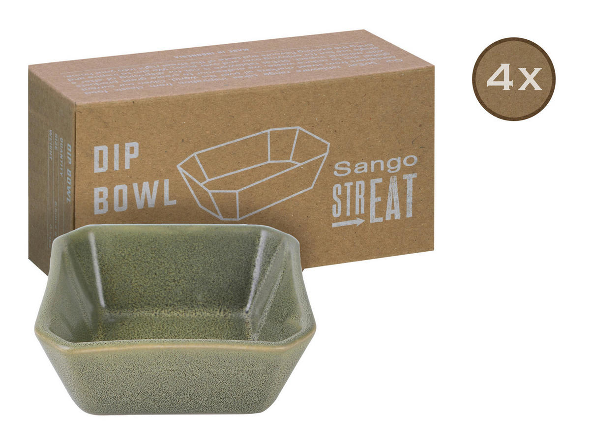 CreaTable Servierset Streat Dip Bowl grün Steinzeug Streat Dip Bowl - grün - CreaTable