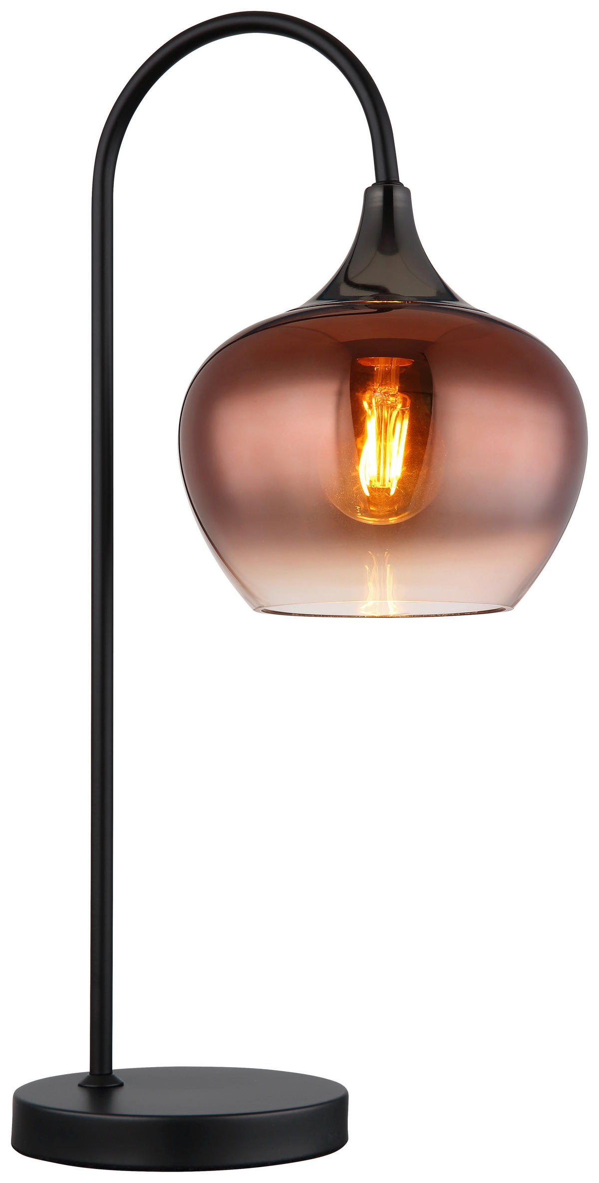 GLOBO Tischleuchte Chromix Anthrazit Kupfer mattschwarz Glas Metall B/H/T/L: ca. 16x54x27,5x27,5 cm E27 1 Brennstellen MAXY - mattschwarz/Kupfer (27,50/16,00/54,00cm) - GLOBO
