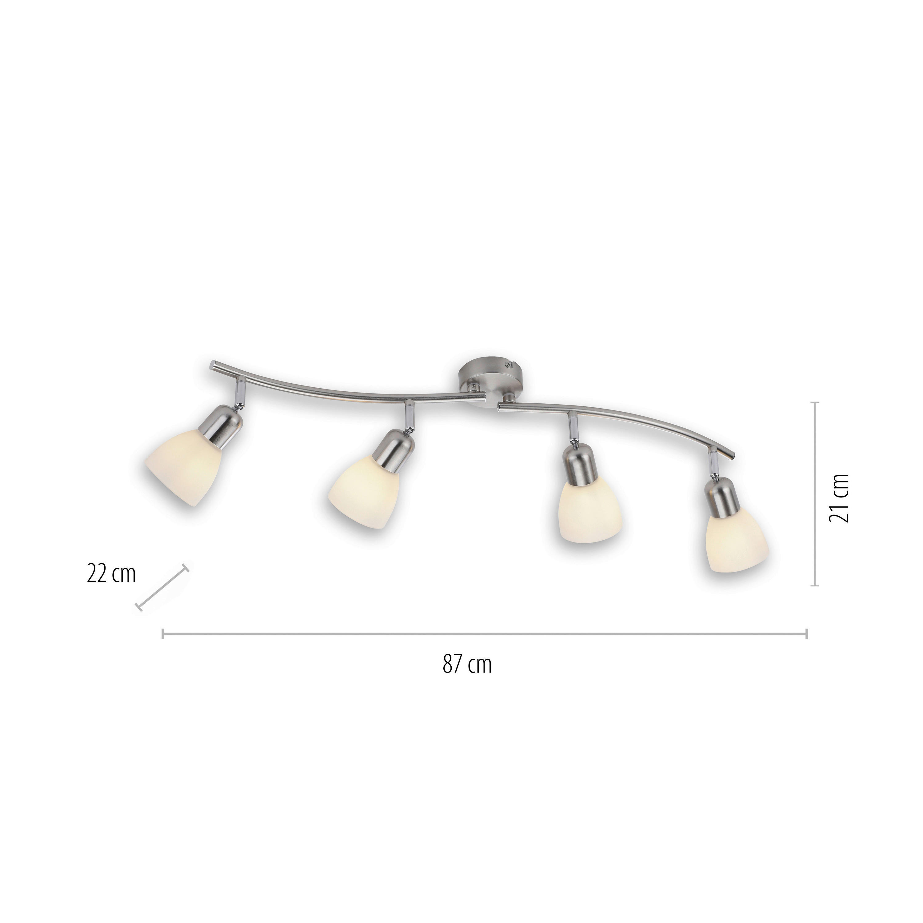 Just Light Spotbalken PN11954-55  Karo stahlfarbig weiß Aluminium Kunststoff Glas B/H/L: ca. 22x21x87 cm E14 4 Brennstellen Karo - weiß/stahlfarbig (87,00/22,00/21,00cm) - Just Light