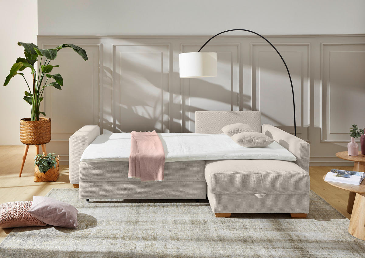 Funktionsecke hellbeige Kord B/H/T: ca. 257x85x206 cm Sunset_Funktionsecke - Eiche/hellbeige (257,00/85,00/206,00cm)