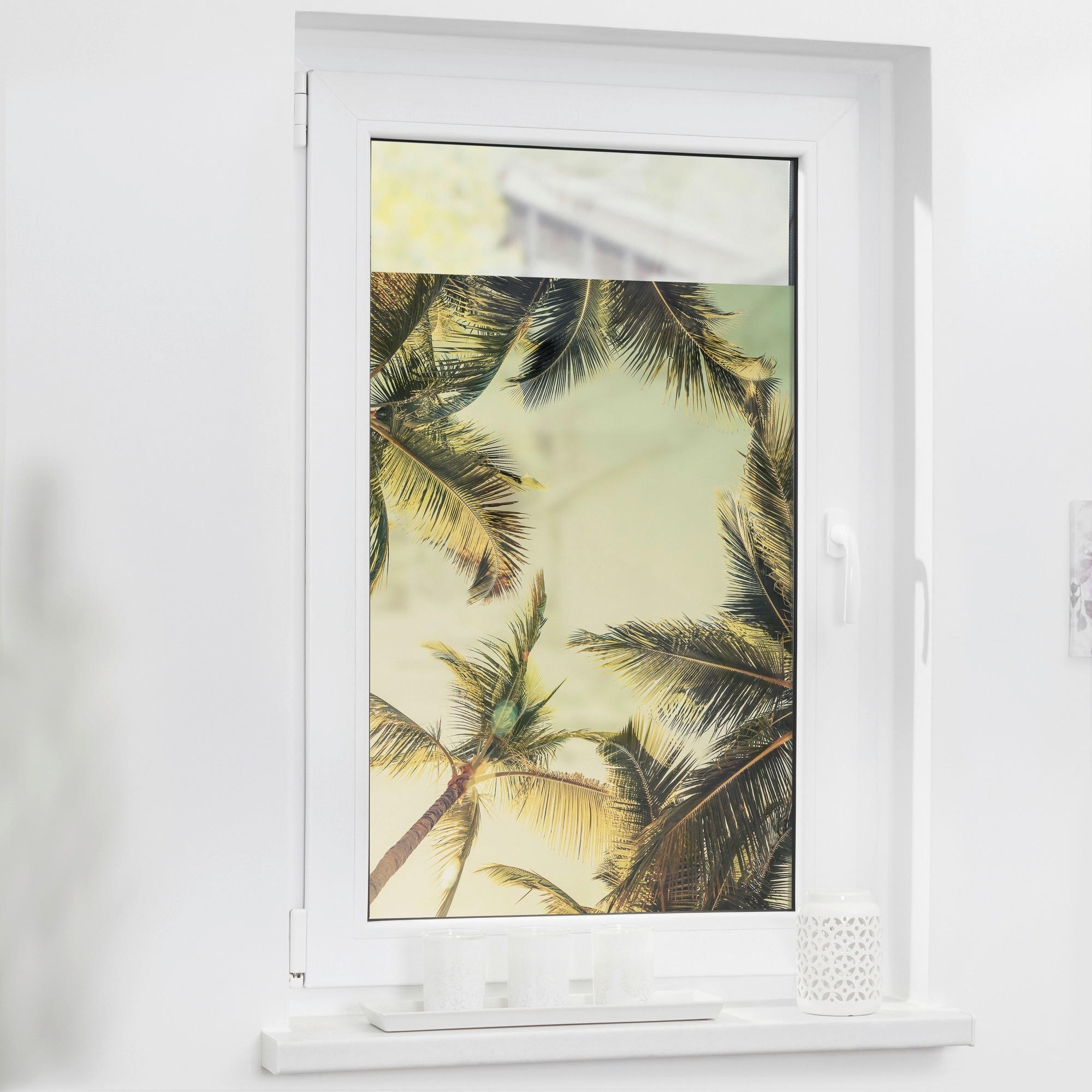 LICHTBLICK Fensterfolie Palmen und Sonne Palmen Palmen und Sonne grün B/L: ca. 50x100 cm Palmen und Sonne - grün (50,00/100,00cm) - LICHTBLICK