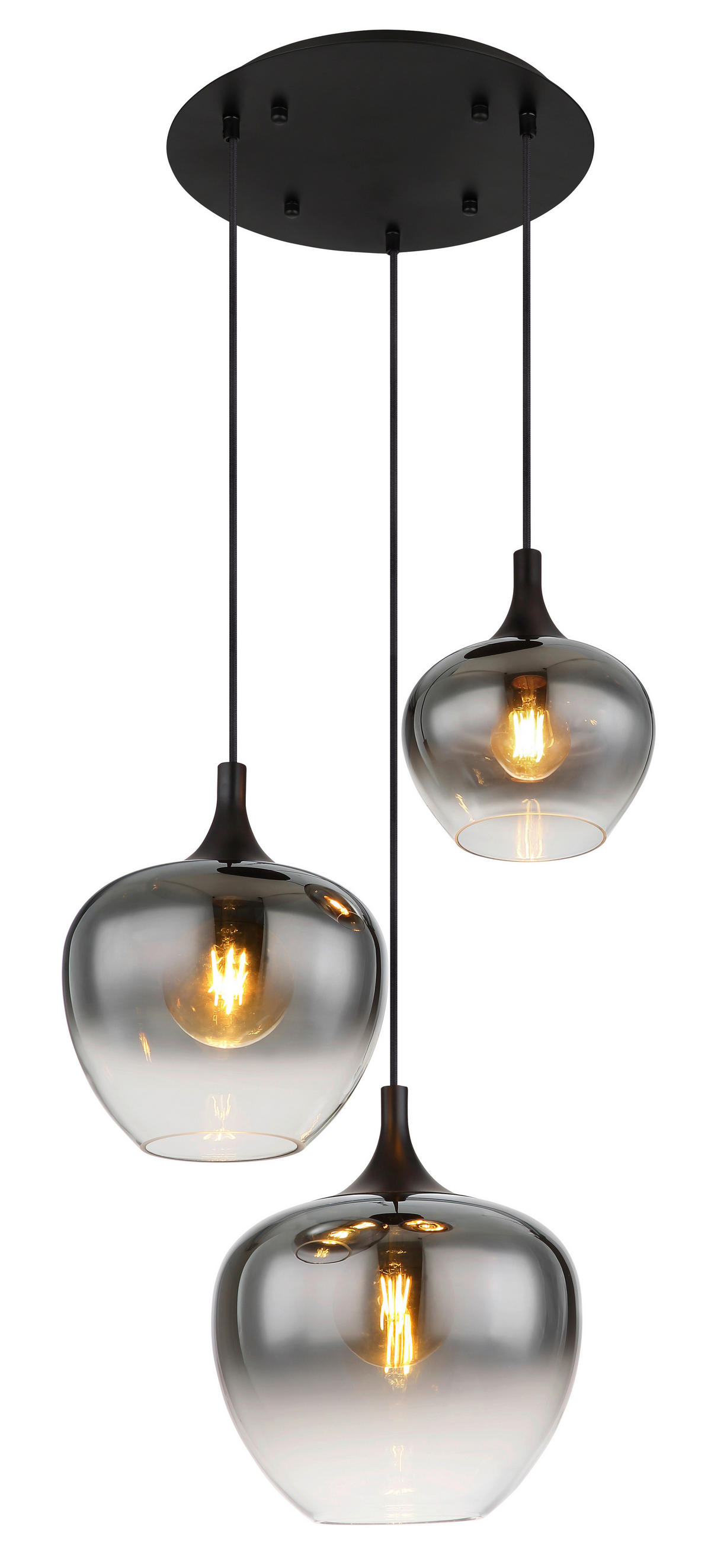 GLOBO Deckenleuchte schwarz Metall H/D: ca. 120x48 cm E27 3 Brennstellen MAXY - schwarz (48,00/120,00cm) - GLOBO