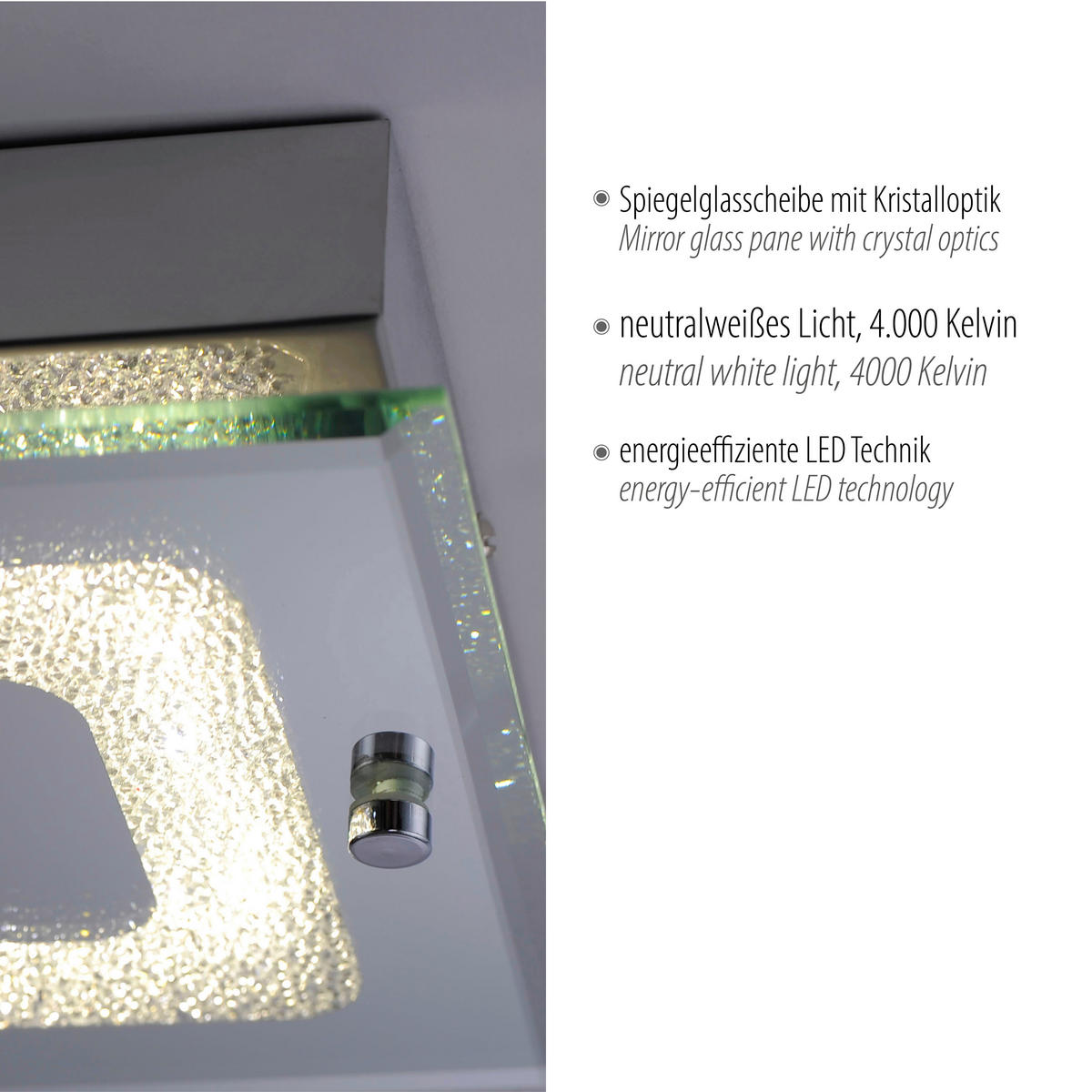 Just Light LED-Deckenleuchte LISA 11570-17 Chrom klar Metall Glas B/H/T: ca. 18x5,8x18 cm 1 Brennstellen LISA - klar/Chrom (18,00/5,80/18,00cm) - Just Light