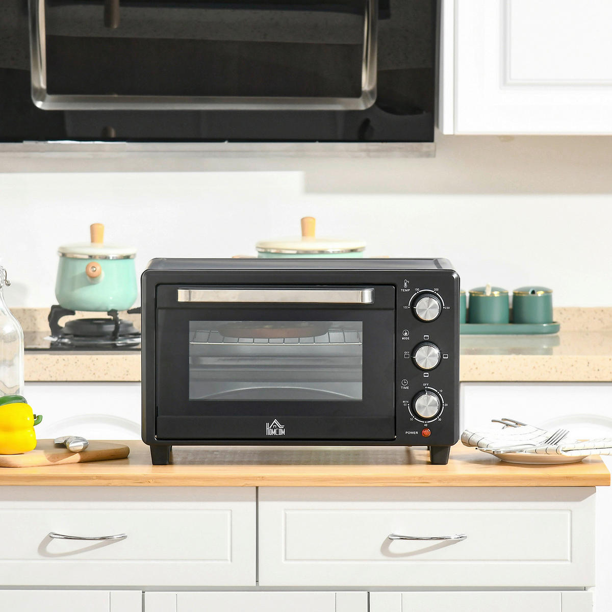 HOMCOM Küchengerät 800-085V90 schwarz Polypropylen B/H/L: ca. 38,5x46x29 cm Minibackofen - schwarz/silber (29,00/38,50/46,00cm) - HOMCOM