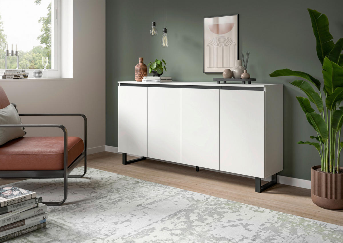 Sideboard Tomasa weiß schwarz B/H/T: ca. 160x84x36 cm Tomasa - weiß/schwarz (160,00/84,00/36,00cm) - xonox.home