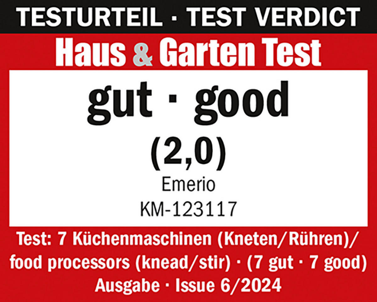 Emerio Küchenmaschine KM-123117 weiß silber Kunststoff Edelstahl B/H/T: ca. 28x24x36 cm Küchenmaschine KM-123117 - weiß/silber (28,00/24,00/36,00cm) - Emerio