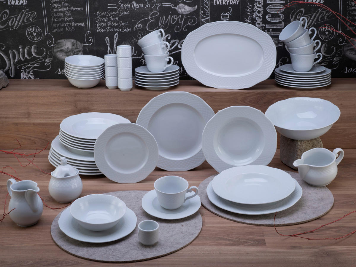 CreaTable Kombiservice Arianne weiß Porzellan 61 tlg. Arianne - weiß - CreaTable