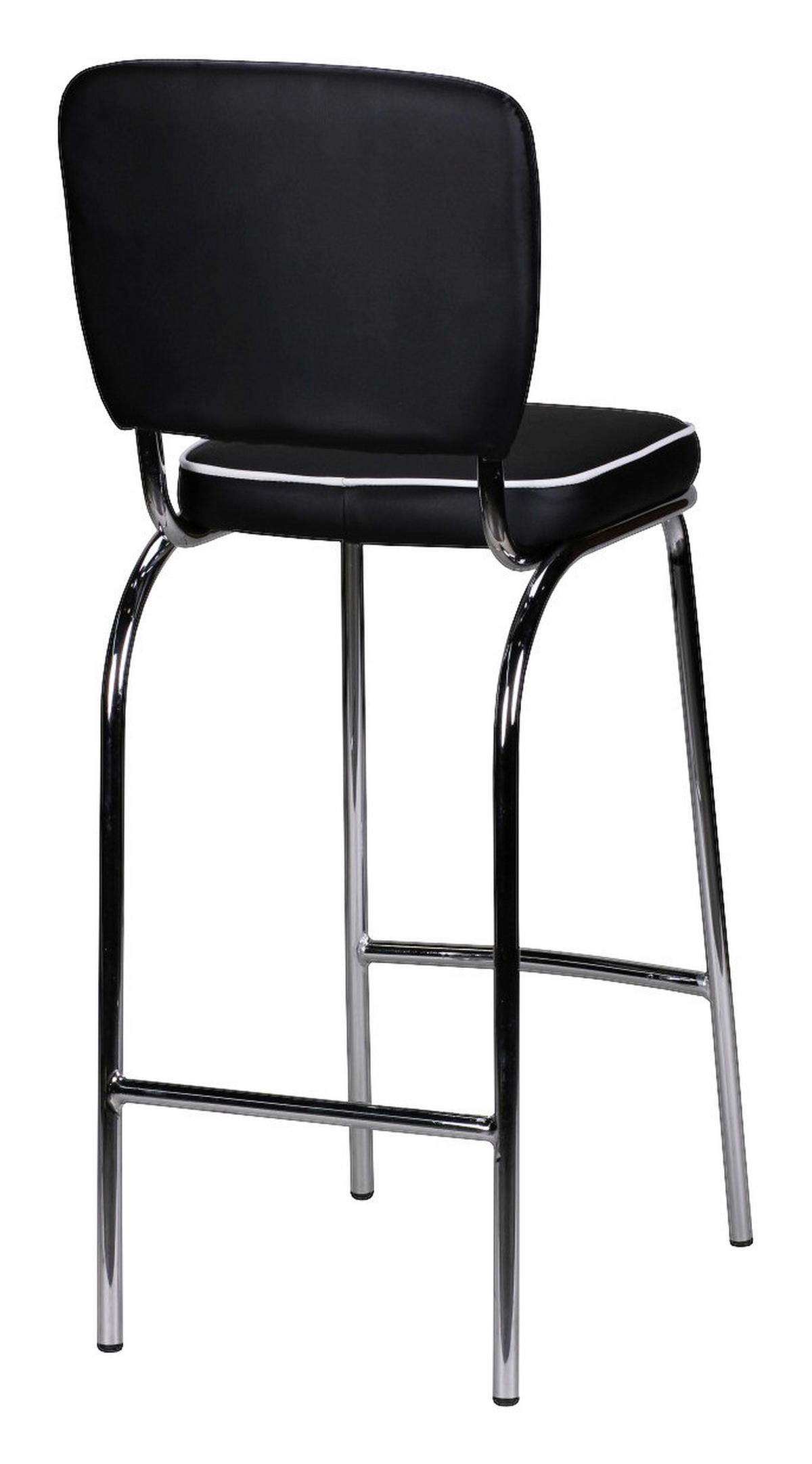 Barhocker schwarz weiß Chrom Kunstleder Kunstleder Metall B/H/T: ca. 40x110x38 cm Barstuhl Diner - weiß/schwarz (40,00/110,00/38,00cm) - Wohnling