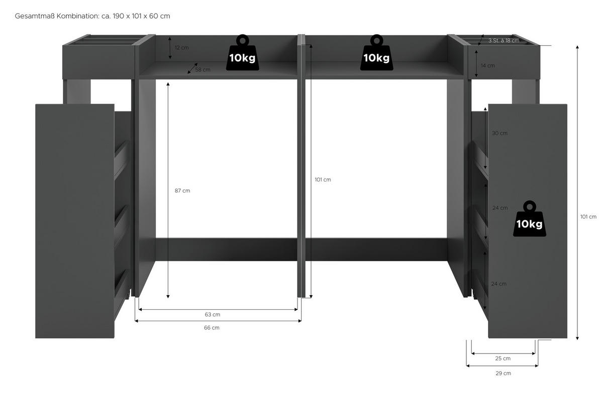 Waschmaschinenumbauschrank Free anthrazit B/H/T: ca. 190x101x60 cm Free - anthrazit (190,00/101,00/60,00cm) - xonox.home