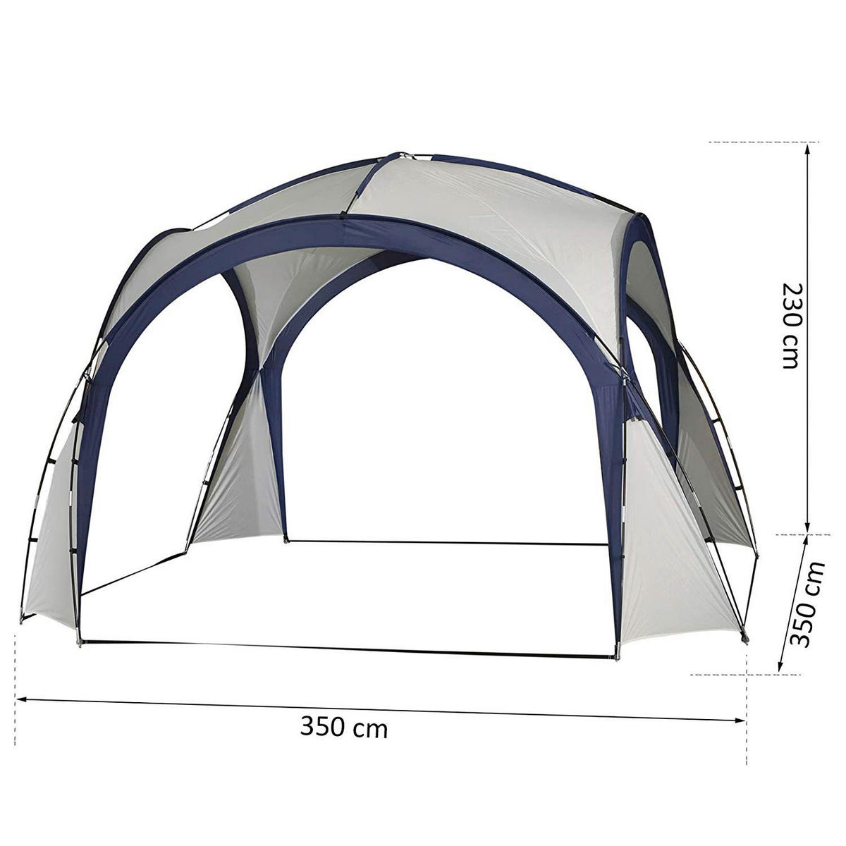 Outsunny Gartenpavillon Gartenpavillon - blau/grau (350,00/350,00/230,00cm) - Outsunny