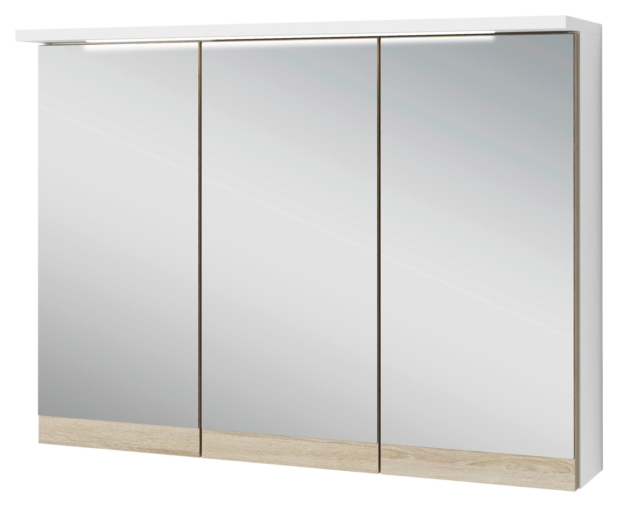 Spiegelschrank MARINO weiß matt Eiche Sonoma Nachbildung B/H/T: ca. 80x60x20 cm MARINO - Eiche/weiß (80,00/60,00/20,00cm) - byLIVING