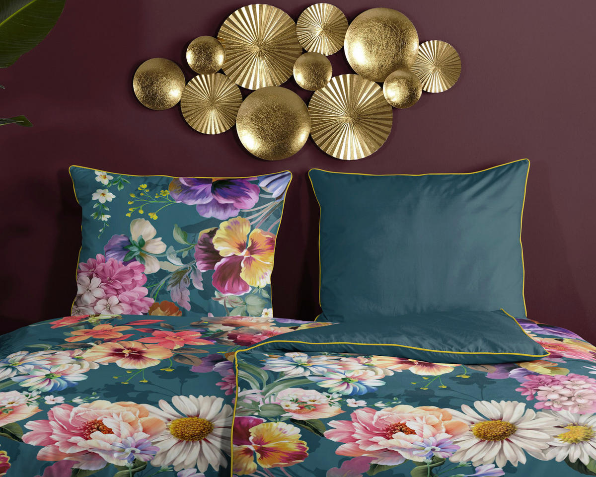 Baumwoll Bettwäsche Novara Satin Novara - petrol (135,00/200,00cm) - Descanso