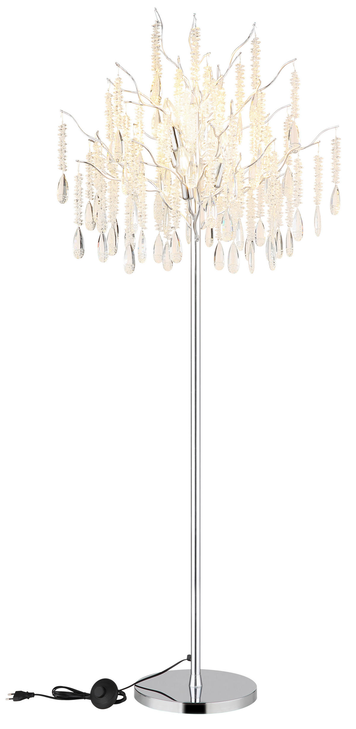 GLOBO Stehleuchte klar silber Glas Metall H/D: ca. 165x55 cm E14 5 Brennstellen Kinga - klar/silber (55,00/165,00cm) - GLOBO