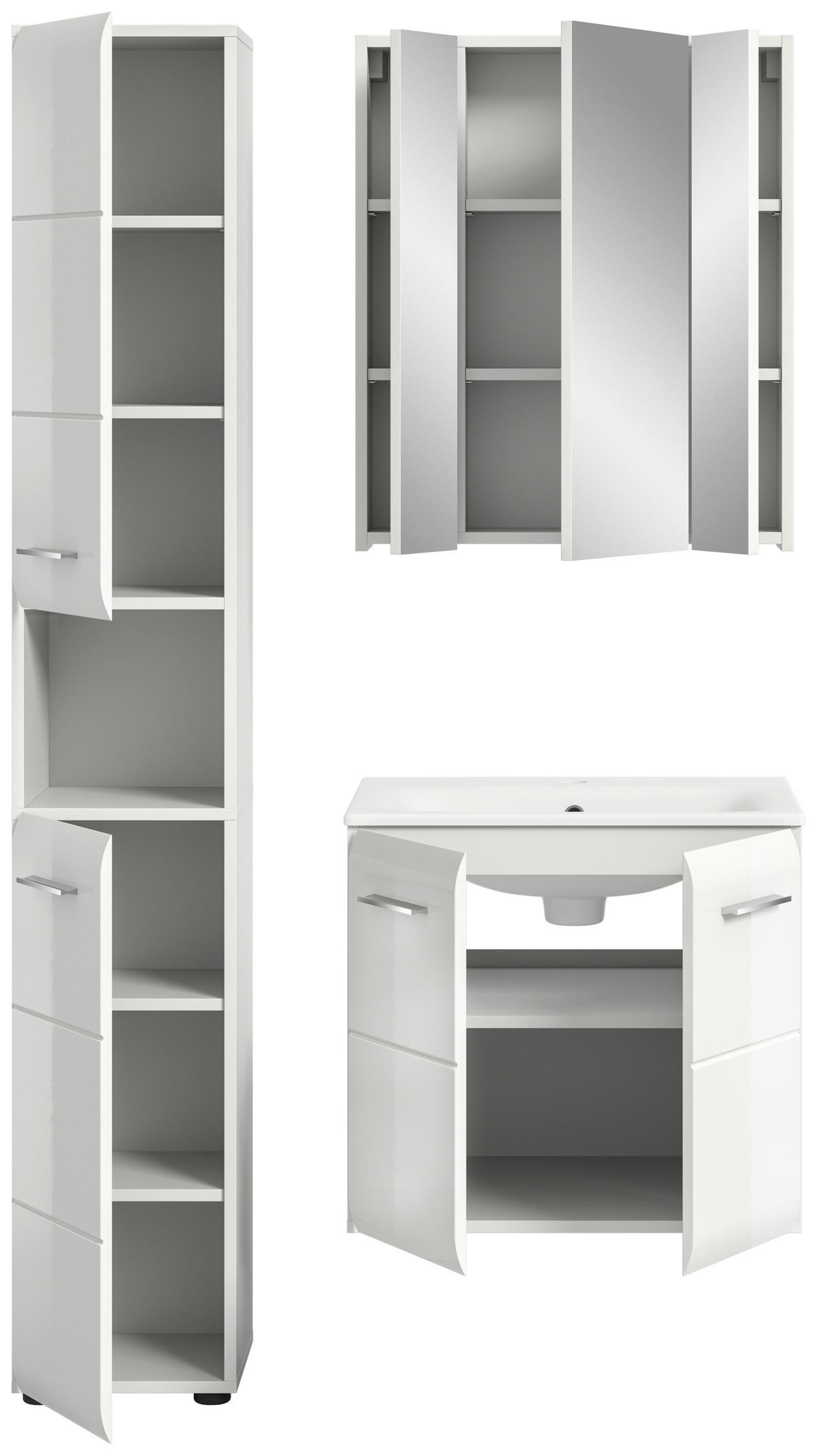 Badezimmer-Set Ice weiß weiß Hochglanz B/H/T: ca. 105x185x46 cm Ice - weiß (105,00/185,00/46,00cm) - xonox.home