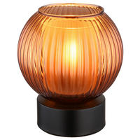 GLOBO Tischleuchte schwarz bronze Metall Glas H/D: ca. 17x15 cm E27 1 Brennstellen Tischleuchte_Zumba_bronze - schwarz/bronze (15,00/17,00cm) - GLOBO