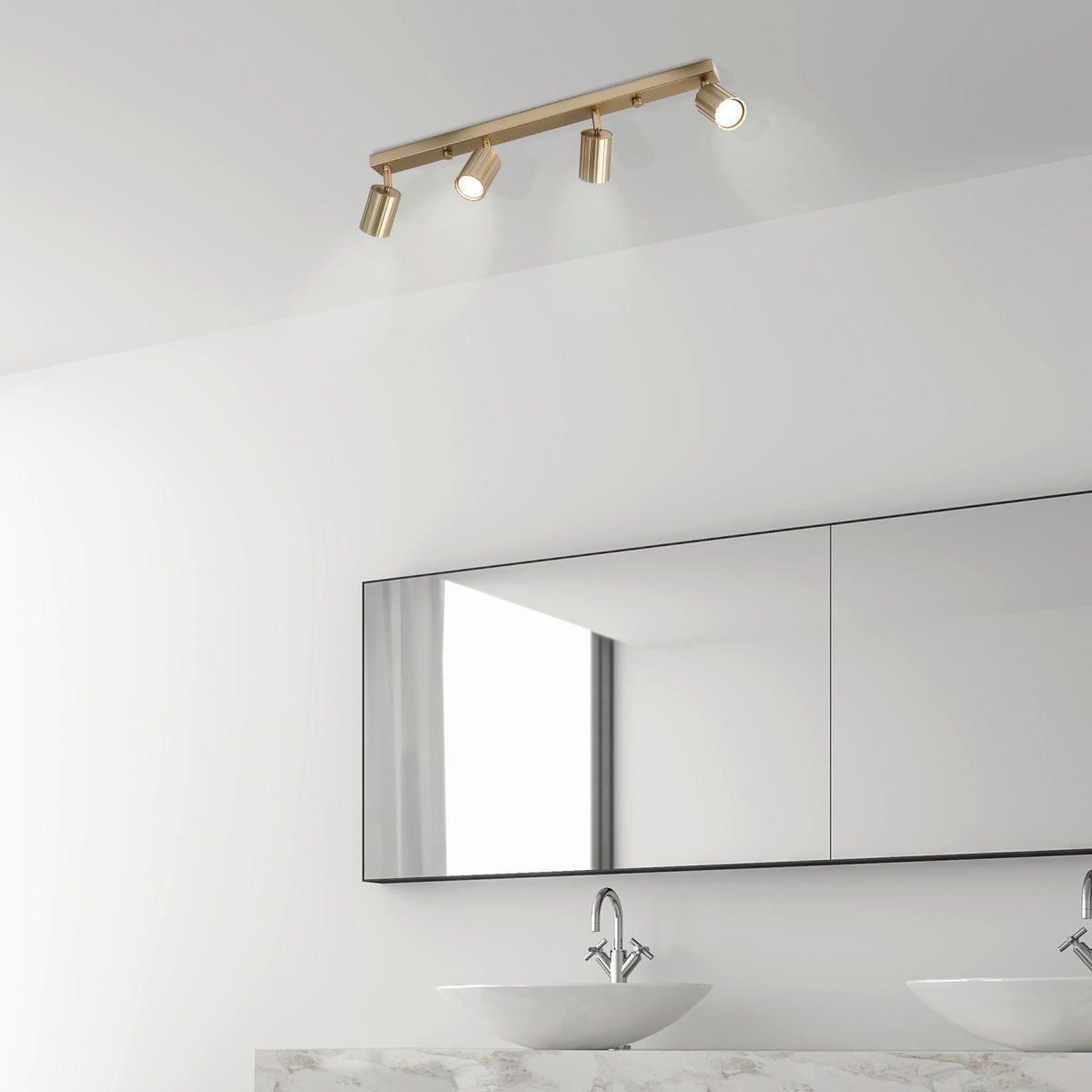 Lamkur Strahler gold Stahl B/H/L: ca. 6,5x16,5x81 cm 4 Brennstellen Prisma - gold (81,00/6,50/16,50cm) - Lamkur