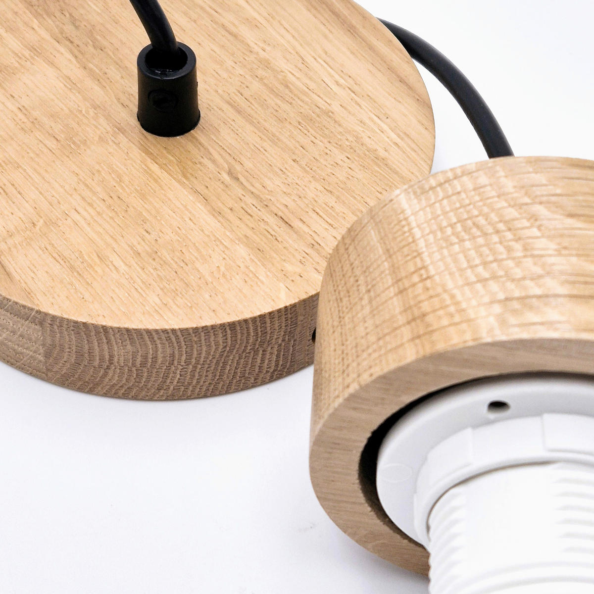 Lamkur Hängeleuchte Eiche weiß Glas Holz B/H/L: ca. 30x102x30 cm 1.0 Brennstellen HARMONY - Eiche/weiß (30,00/30,00/102,00cm) - Lamkur