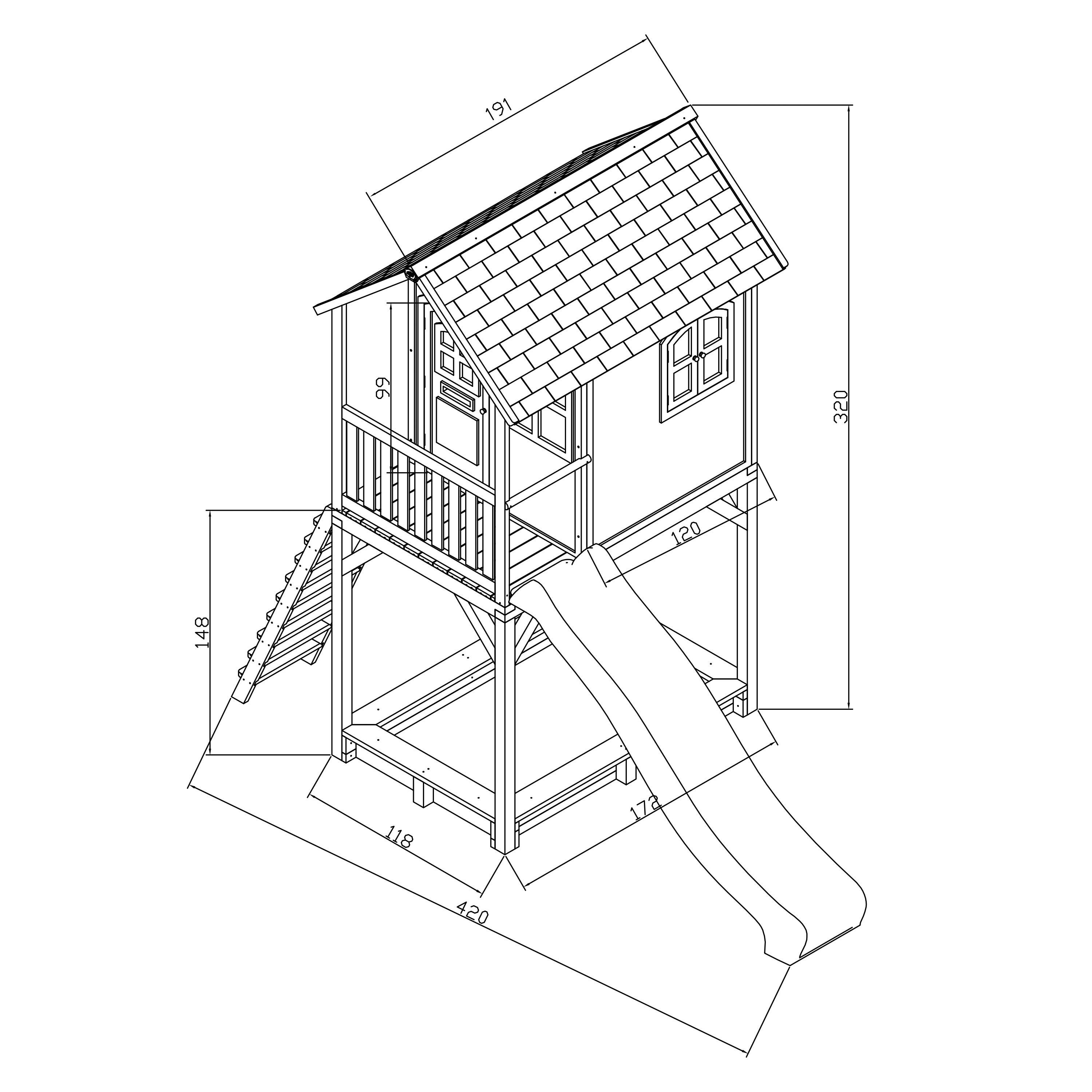 AXI Spielhaus Romy braun B/H/L: ca. 420x320x191 cm Romy - braun/weiß (191,00/420,00/320,00cm) - AXI