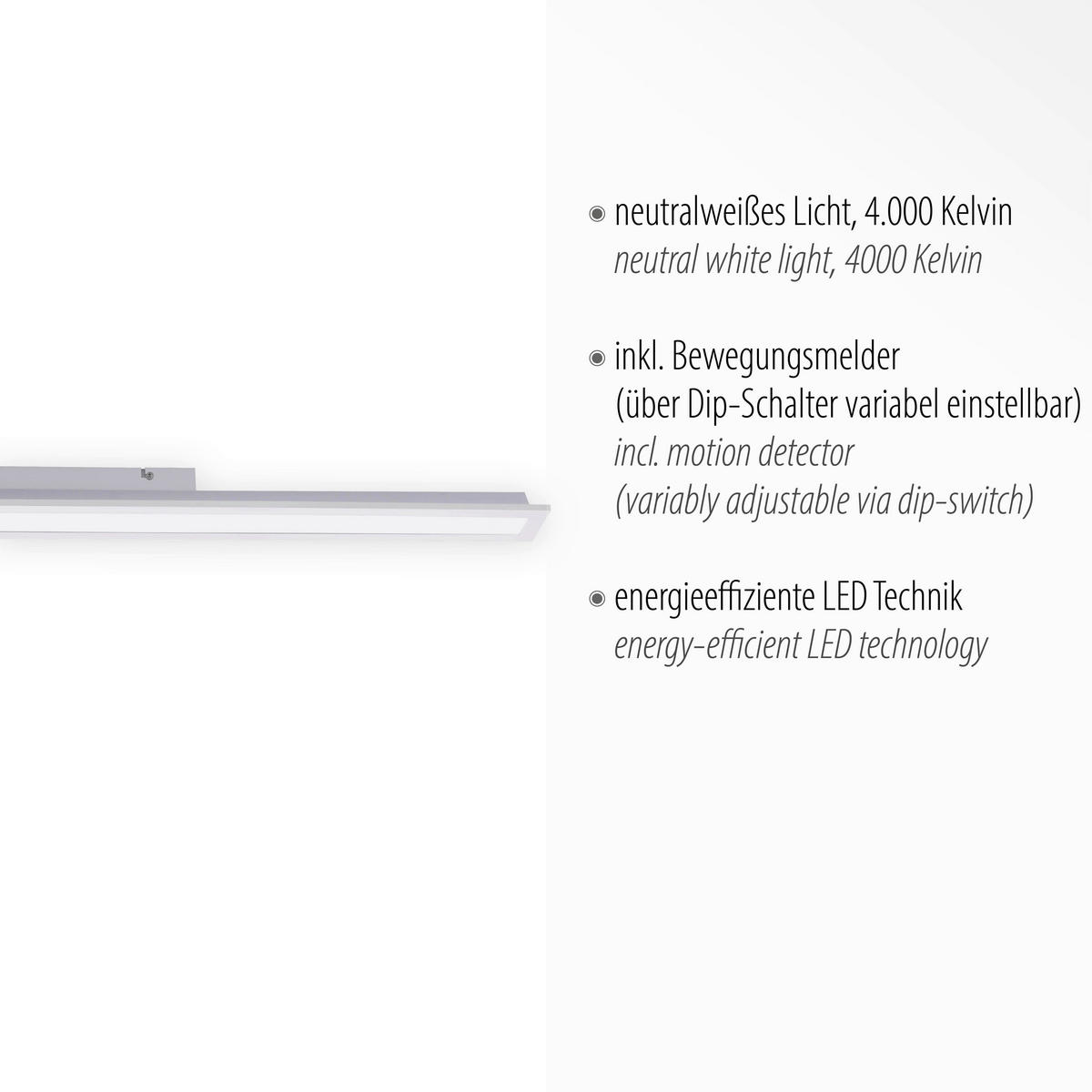 Just Light LED-Deckenpanel FLEET 14472-16 weiß Kunststoff B/H/T: ca. 10x7x100 cm 1 Brennstellen FLEET - weiß (10,00/7,00/100,00cm) - Just Light