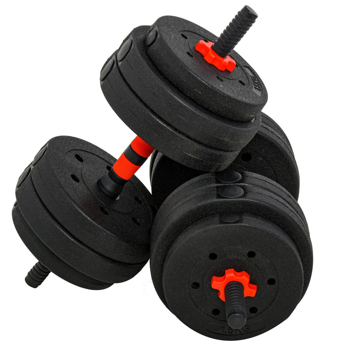 HOMCOM Hantel-Set schwarz Edelstahl B/H/L: ca. 21x21x50 cm Hantelset - schwarz (50,00/21,00/21,00cm) - HOMCOM