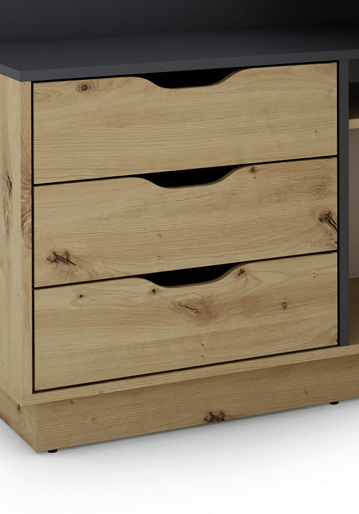 Winkelschreibtisch BELFAST anthrazit Eiche Nachbildung B/H/T: ca. 129x83,5x105 cm BELFAST - Eiche/anthrazit (129,00/83,50/105,00cm) - byLIVING