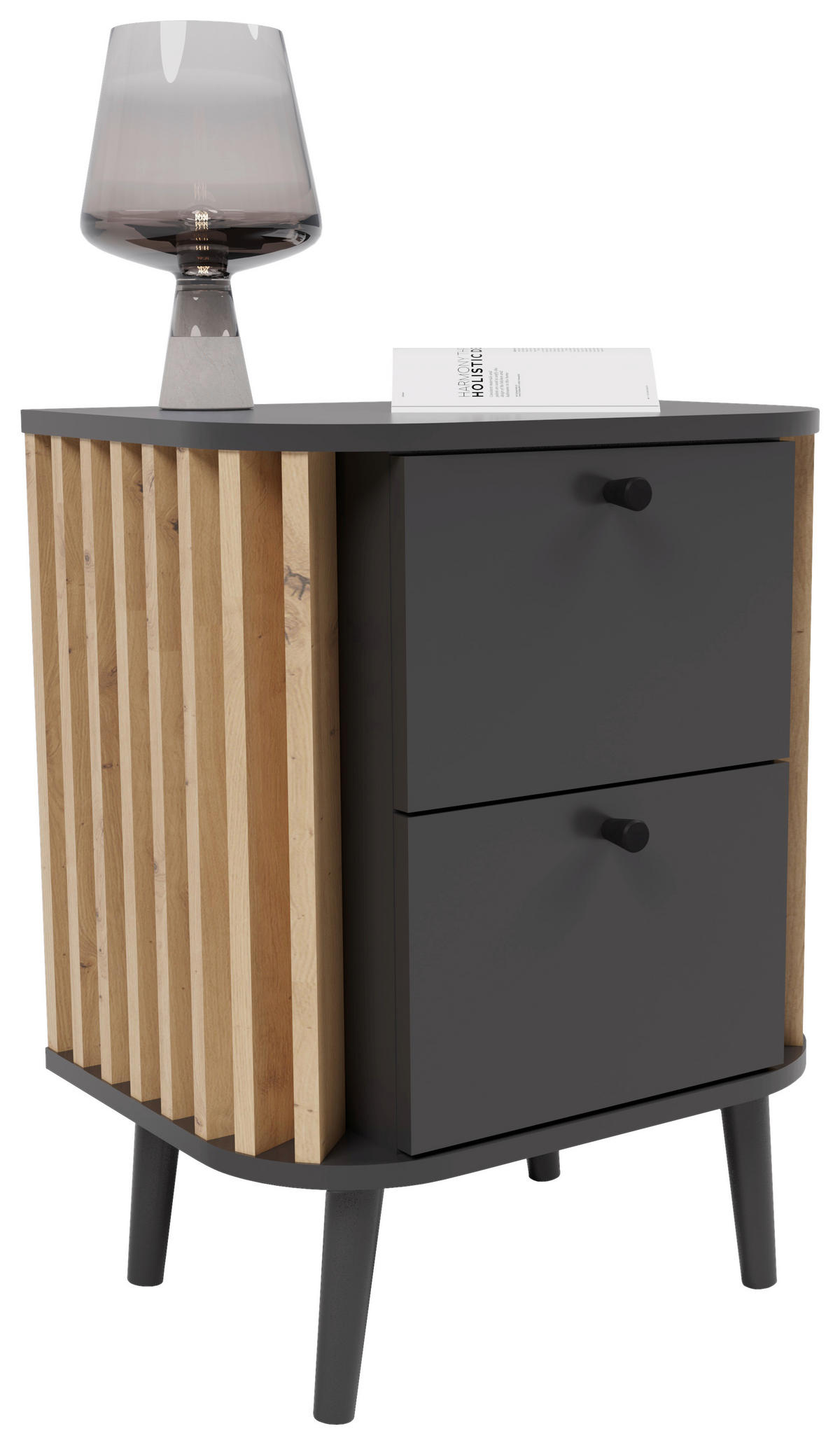 Nachtkonsole PURE grau Eiche Artisan Nachbildung B/H/T: ca. 45x60x33 cm PURE - Eiche/grau (45,00/60,00/33,00cm) - xonox.home