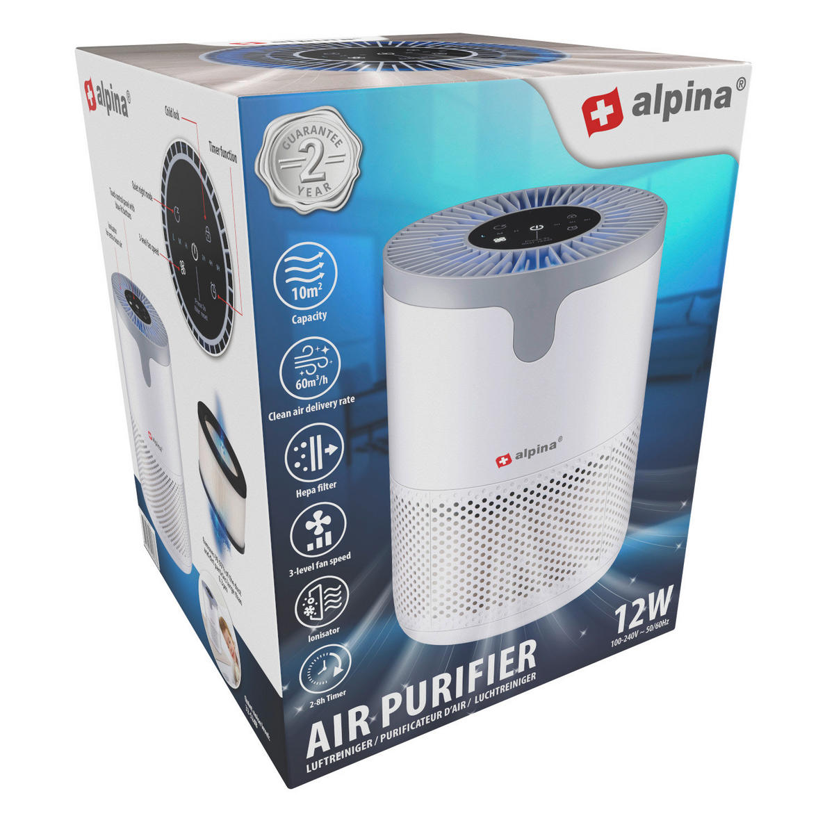alpina Luftreiniger weiß B/H/L: ca. 17x23x17 cm Luftreiniger - weiß (17,00/17,00/23,00cm) - Alpina