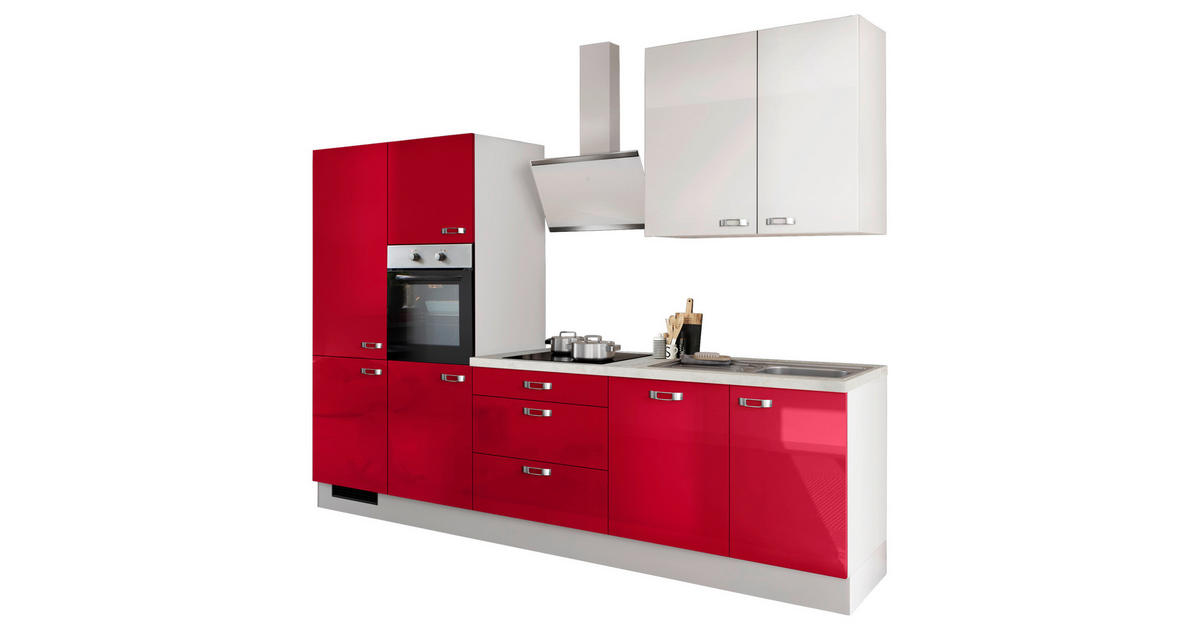 Impuls Küchenblock IP4050 rot Hochglanz weiß Hochglanz B/T: ca. 310x60 cm  online bei POCO kaufen