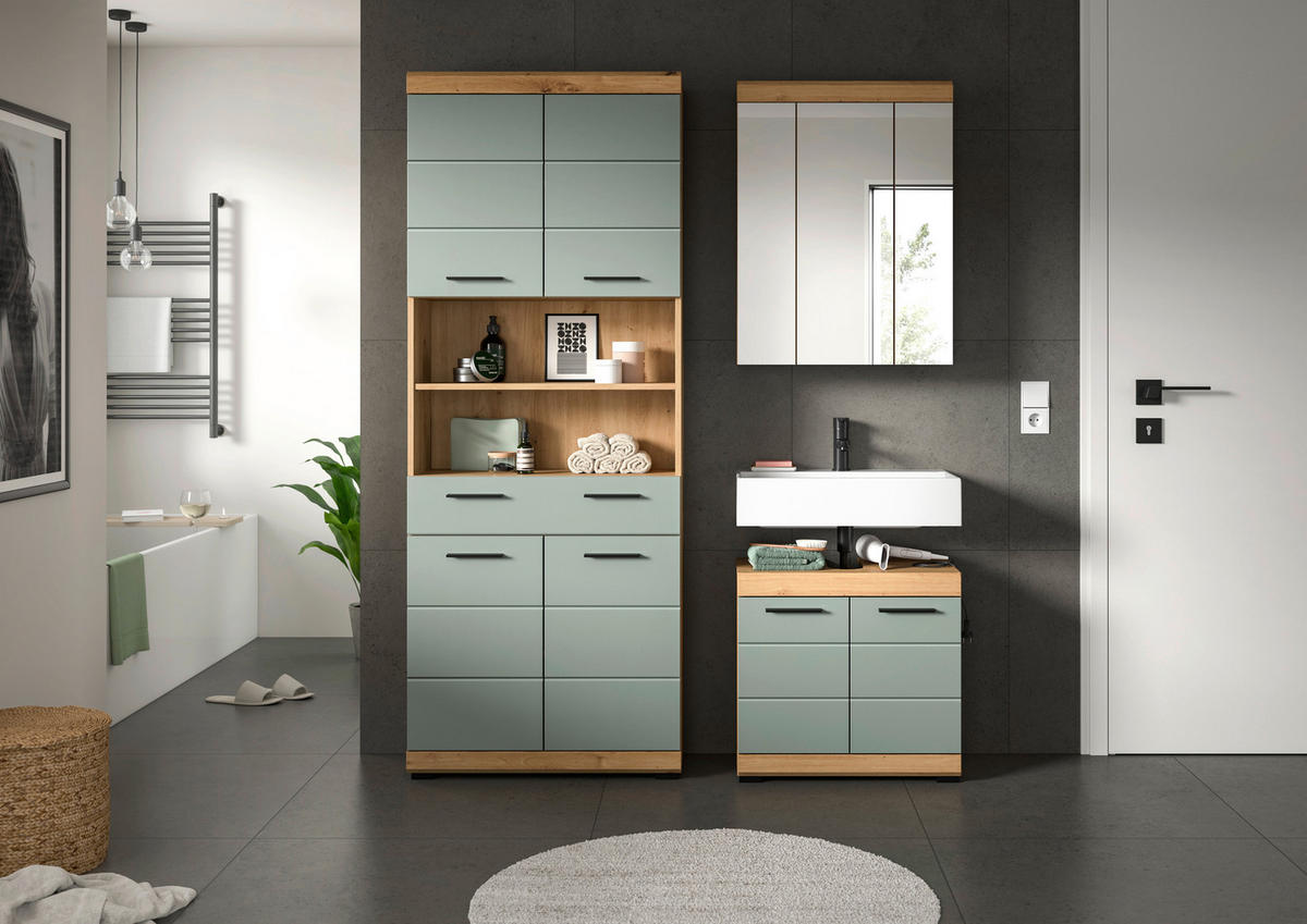 Badezimmer-Set Scout Eiche Artisan Nachbildung salbei Nachbildung B/H/T: ca. 149x34x191 cm Scout - Eiche/salbei (149,00/34,00/191,00cm) - xonox.home