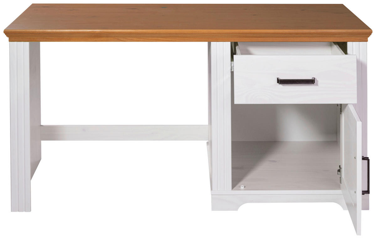 Schreibtisch Maluno weiß lackiert B/H/L: ca. 65x76x150 cm Maluno - weiß (150,00/65,00/76,00cm) - Inter Link