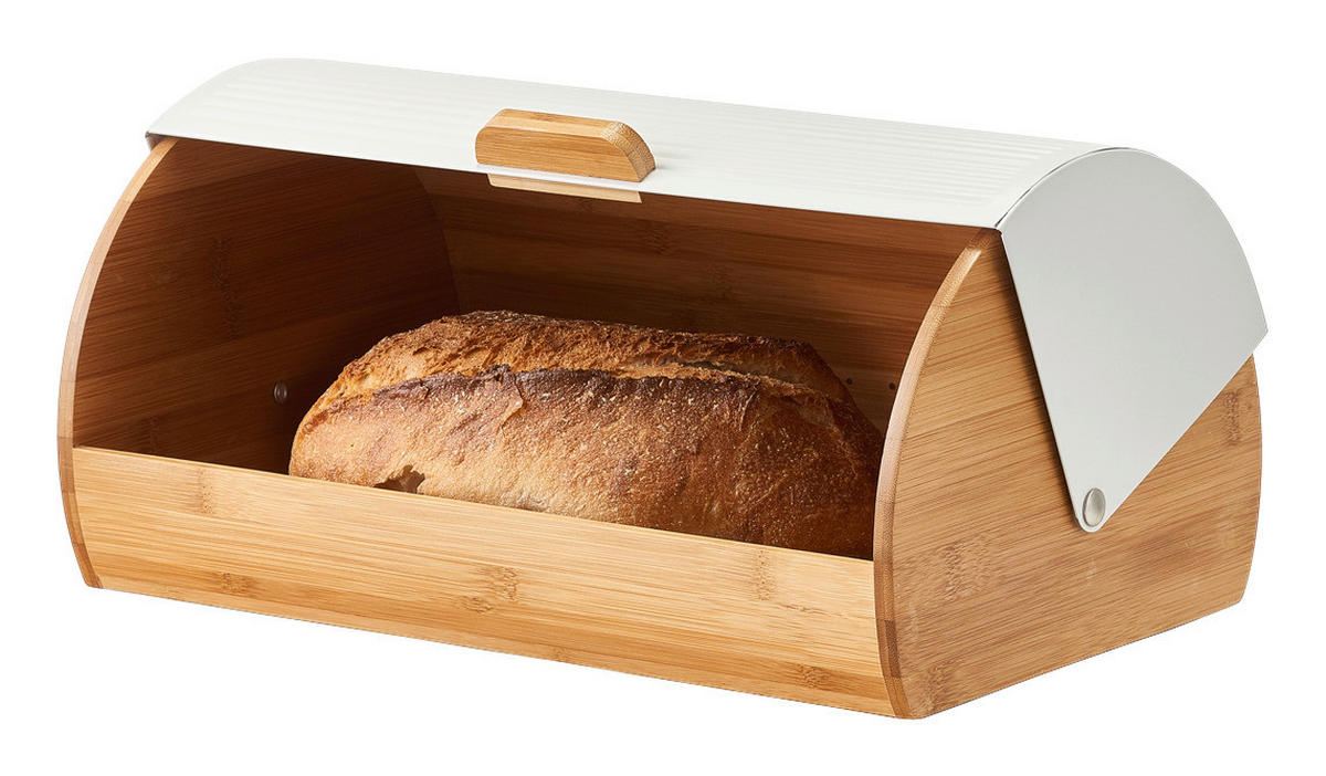 Zeller Brotkasten weiß Bambus B/H/L: ca. 27x19x39 cm Brotkasten - weiß/natur (39,00/27,00/19,00cm) - Zeller