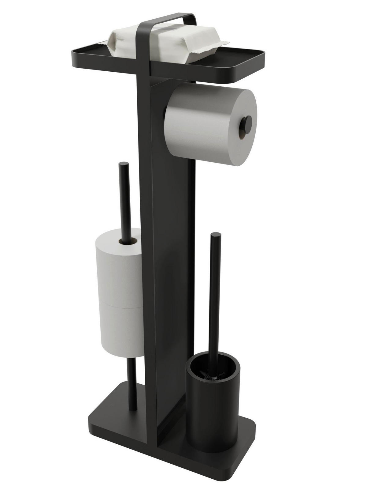 Stand-WC-Garnitur schwarz Glas Stand-WC-Garnitur_4in1 - schwarz (28,00/14,00/71,50cm)