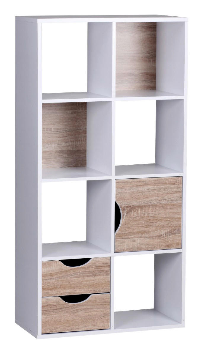 Regal Eiche Sonoma Nachbildung weiß lackiert B/H/T: ca. 60x120x29 cm Bücherregal - Eiche/weiß (60,00/120,00/29,00cm) - Wohnling