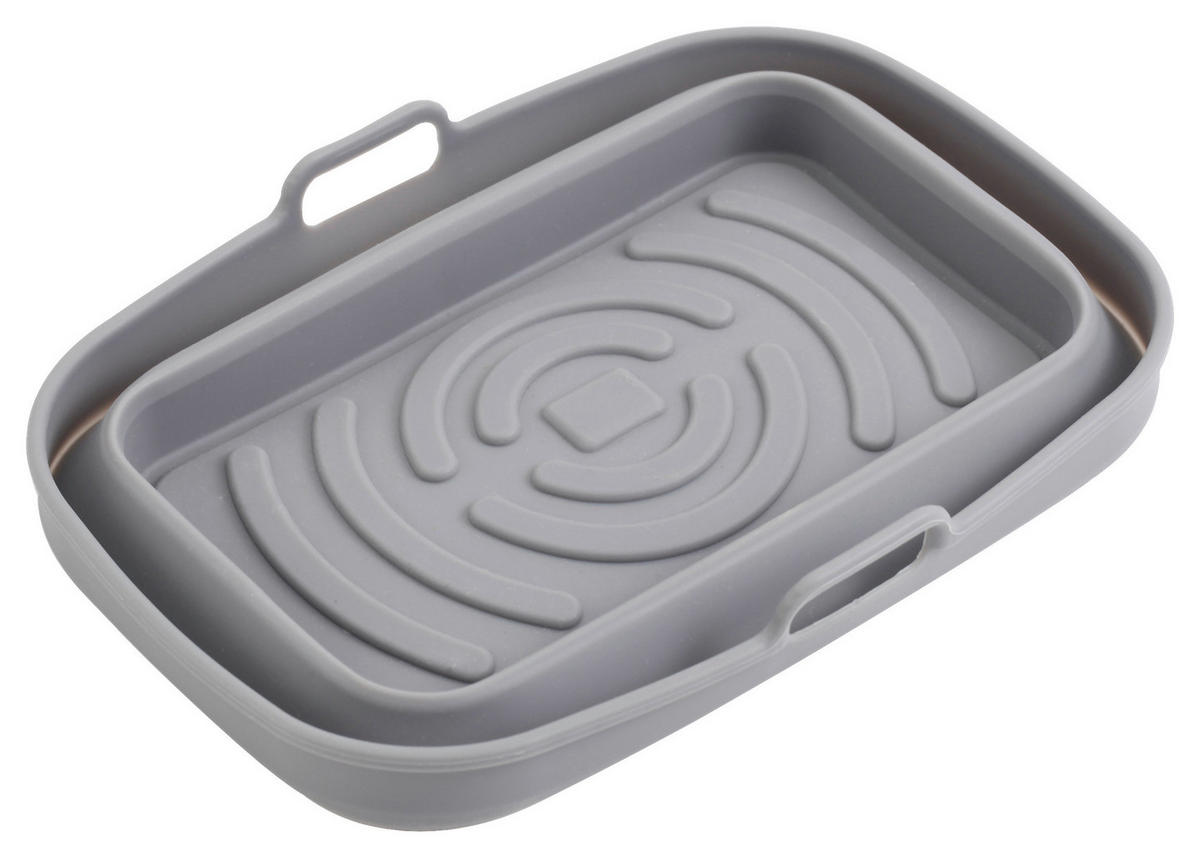 Auflaufform B/H/L: ca. 13,1x5x19,8 cm Silikonauflaufform_Heißluftfritt. - grau (19,80/13,10/5,00cm)