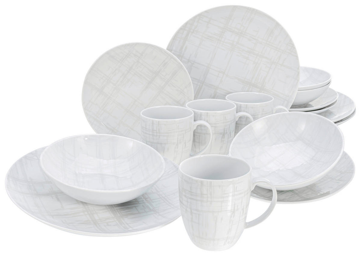 CreaTable Kombiservice Home Shabby Chic weiß Porzellan 16 tlg. Home Shabby Chic - weiß/creme - CreaTable