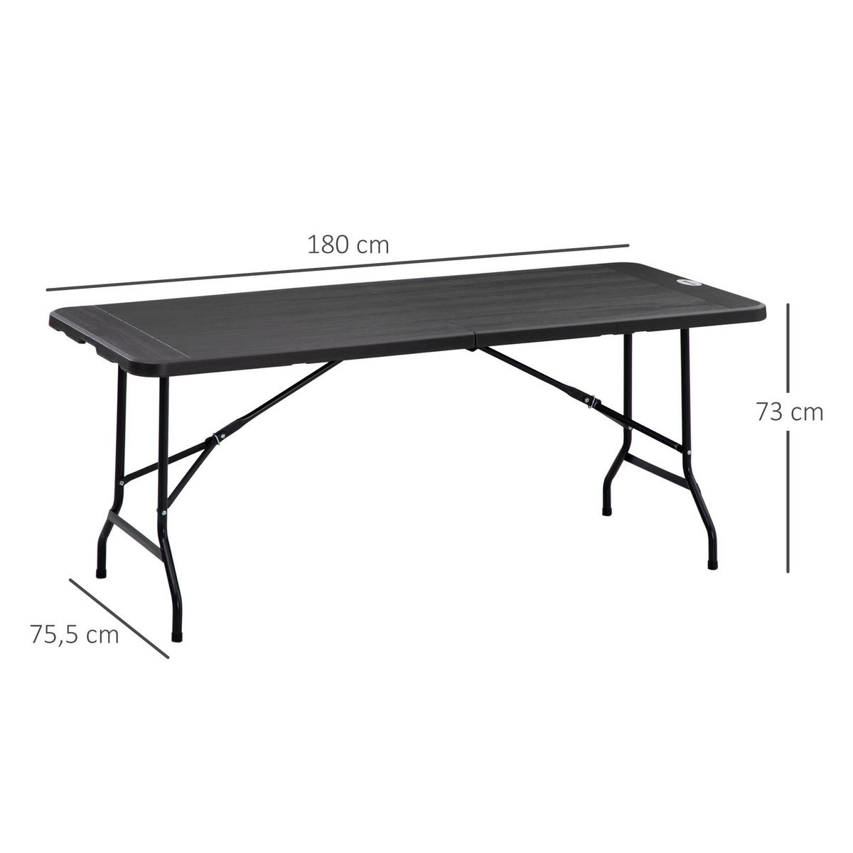 Outsunny Gartentisch dunkelgrau Polyethylen B/H/L: ca. 75,5x73x180 cm Gartentisch - dunkelgrau (180,00/75,50/73,00cm) - Outsunny