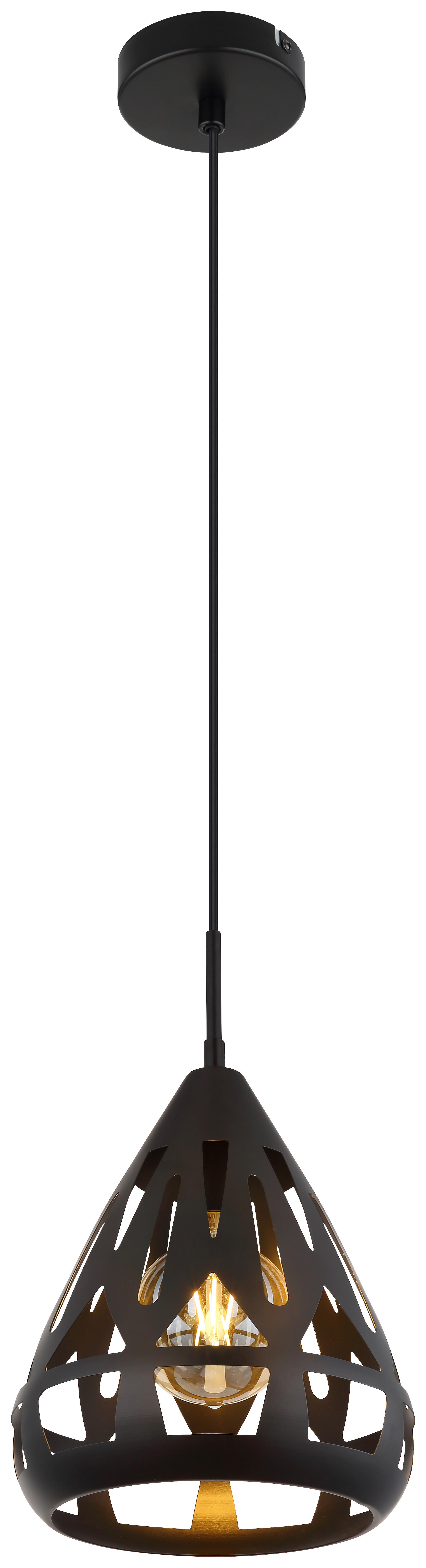 GLOBO Pendelleuchte schwarz Metall H/D: ca. 120x23 cm E27 1 Brennstellen HASSAN - schwarz (23,00/120,00cm) - GLOBO