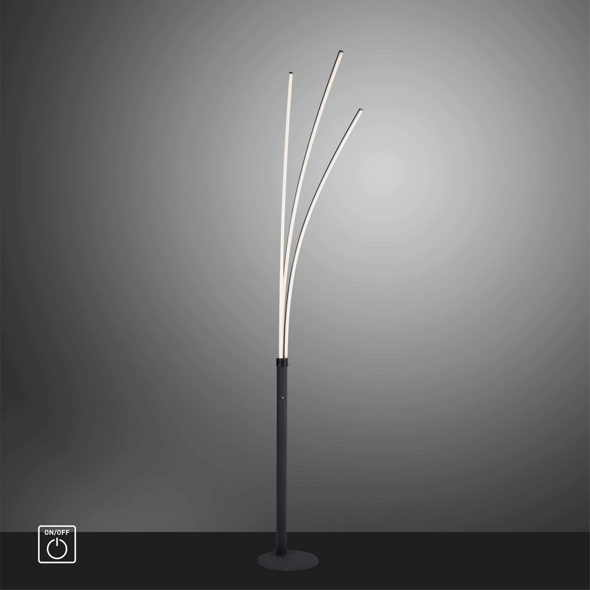 Just Light LED-Stehleuchte MAJA 15383-18 schwarz Eisen Kunststoff B/H/T: ca. 58x215x80 cm 3 Brennstellen MAJA - schwarz (58,00/215,00/80,00cm) - Just Light