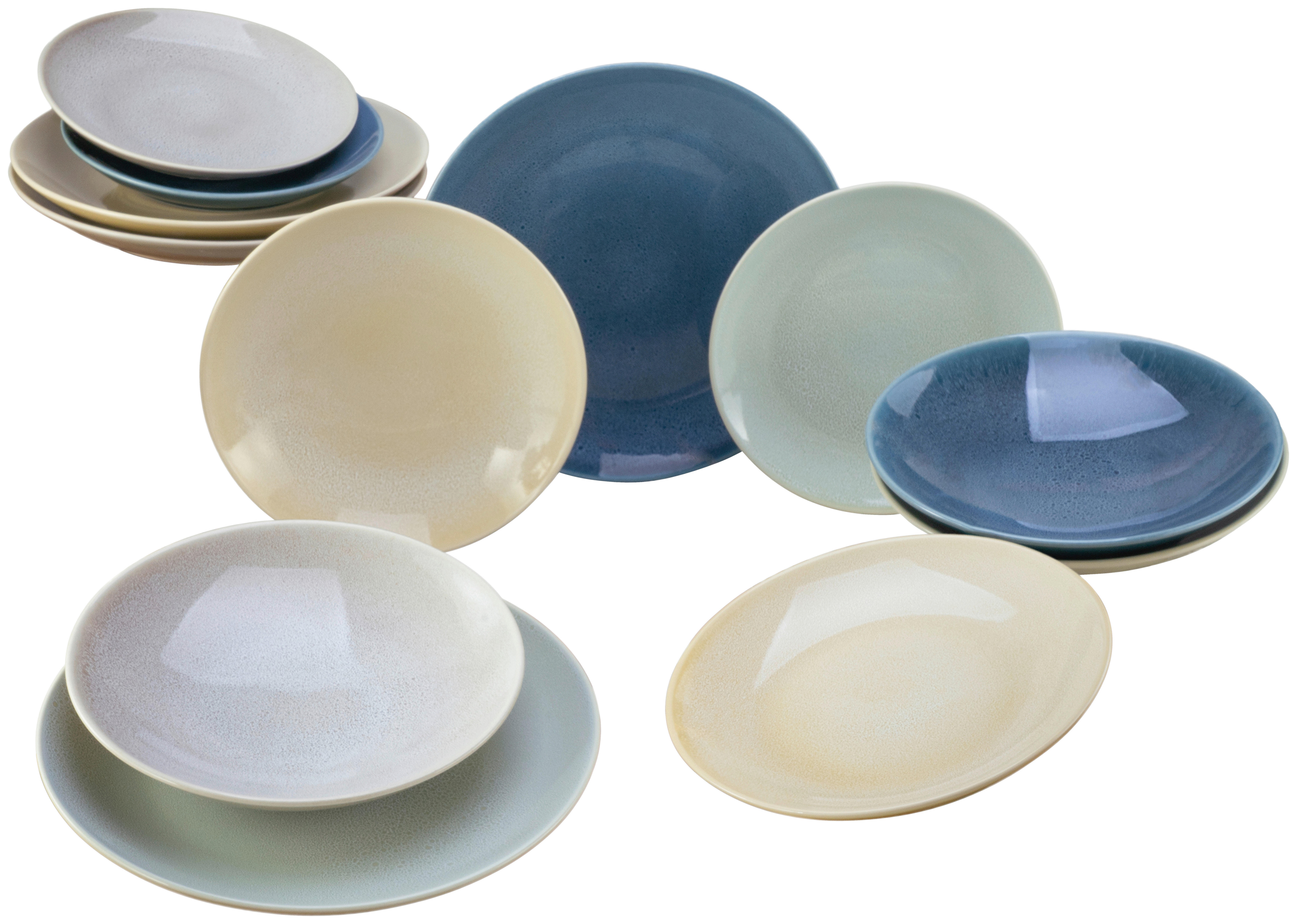 CreaTable Tafelservice Reactive Nordic multicolor Steinzeug 12 tlg. Reactive Nordic - multicolor - CreaTable