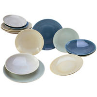 CreaTable Tafelservice Reactive Nordic multicolor Steinzeug 12 tlg. Reactive Nordic - multicolor - CreaTable