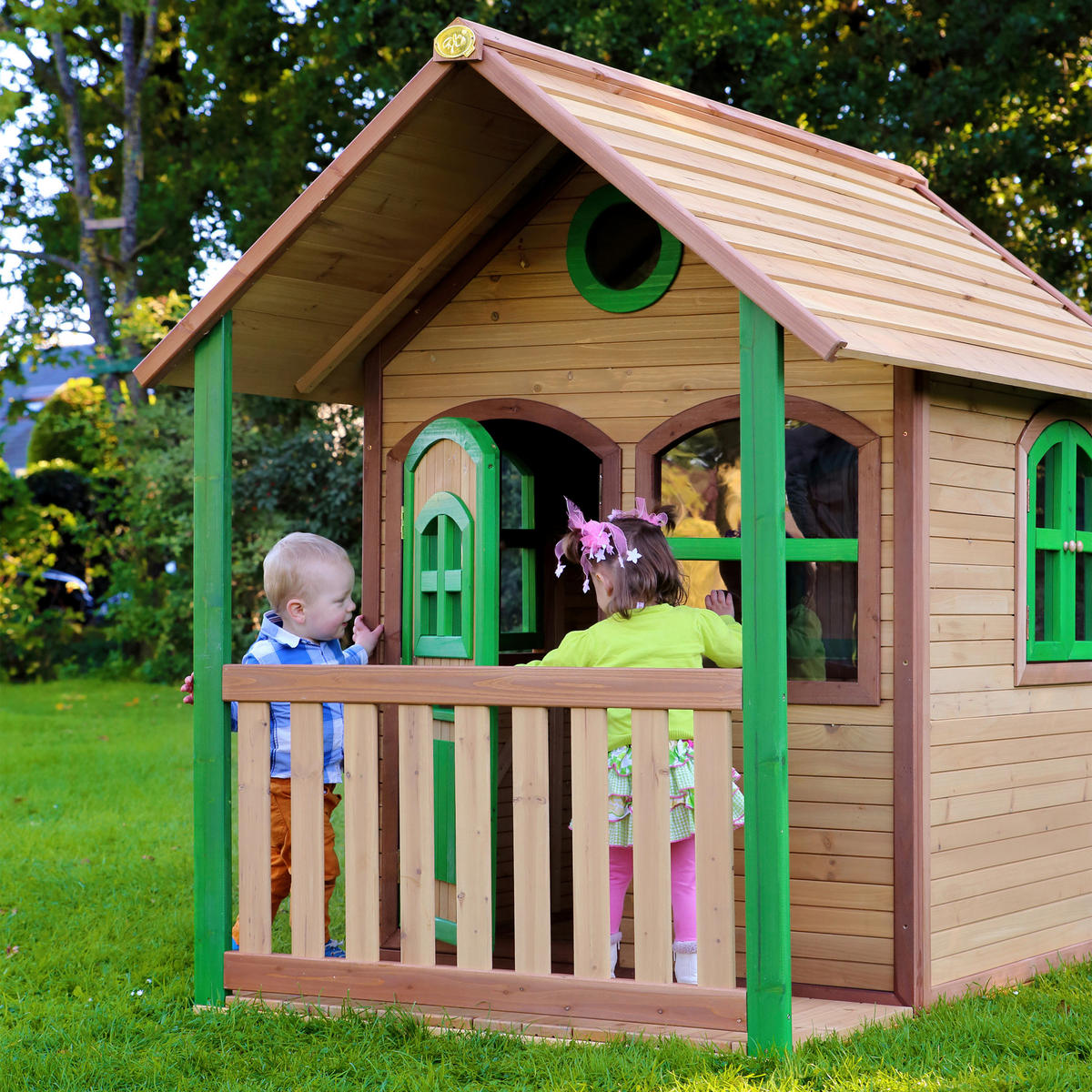 AXI Spielhaus Alex braun B/H/L: ca. 137x178x191 cm Alex - braun/grün (191,00/137,00/178,00cm) - AXI
