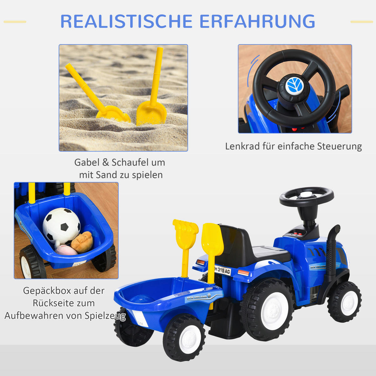 HOMCOM Kinder-Rutschauto Rutschauto - (91,00/29,00/44,00cm) - HOMCOM